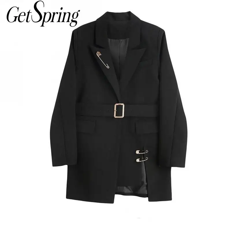 Getspring женский блейзер асимметричные длинные женские блейзеры в стиле пэчворк