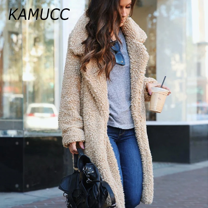 

2020 Autumn Winter Faux Fur Coat Women Warm Teddy Bear Coat Ladies Fur Jacket Female Teddy Outwear Plush Overcoat Long Coat