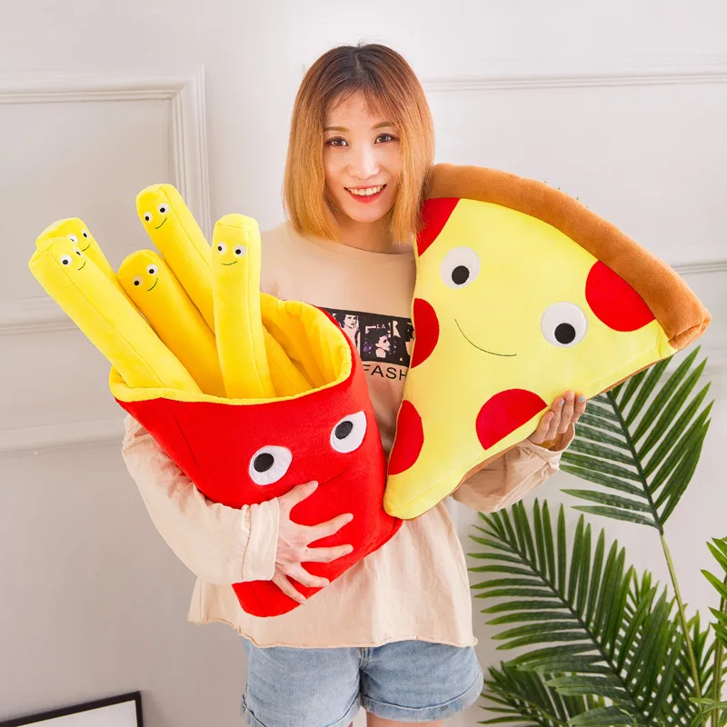

Simulation fries stuffed pillow cute smiley pizza plush toy clown cute soft doll family decoration gift