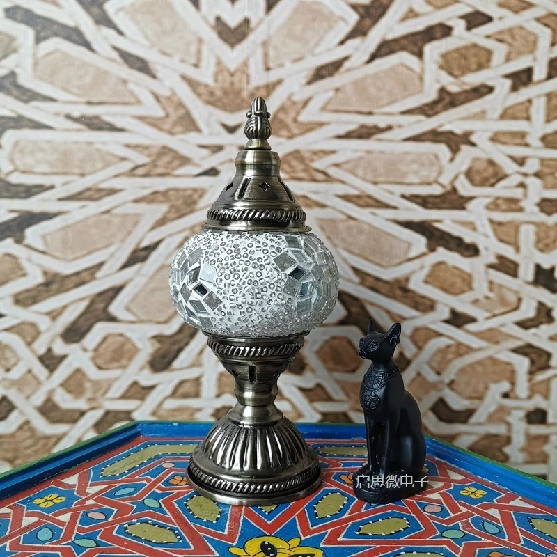 vidro romântico cama luz lamparas com mosaicos