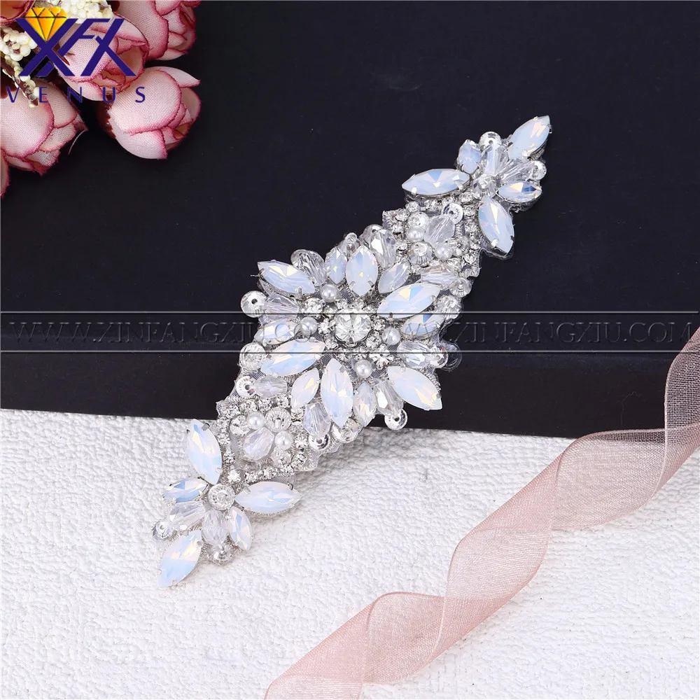 XFX VENUS 1 Piece Hand Sewing On Rhinestone Applique with beads Clothes Patch Wedding Dress Trimming Costume Embellishment