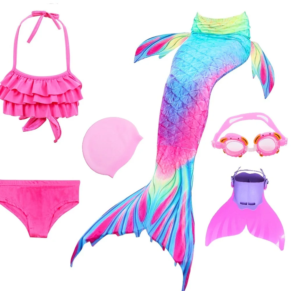 Hot Girls Mermaid Tail With Monofin For Swim Mermaid Swimsuit Mermaid Dress Swimsuit Bikini cosplay costume - Color: DH5248 set 4
