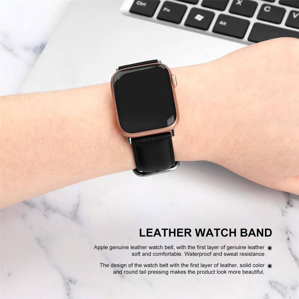 Ремешок для часов из натуральной кожи для Apple Watch 5, 4, 44 мм, 40 мм, 38 мм, 42 мм, спортивный ремешок, браслет, аксессуары для iwatch 3, 2, 1