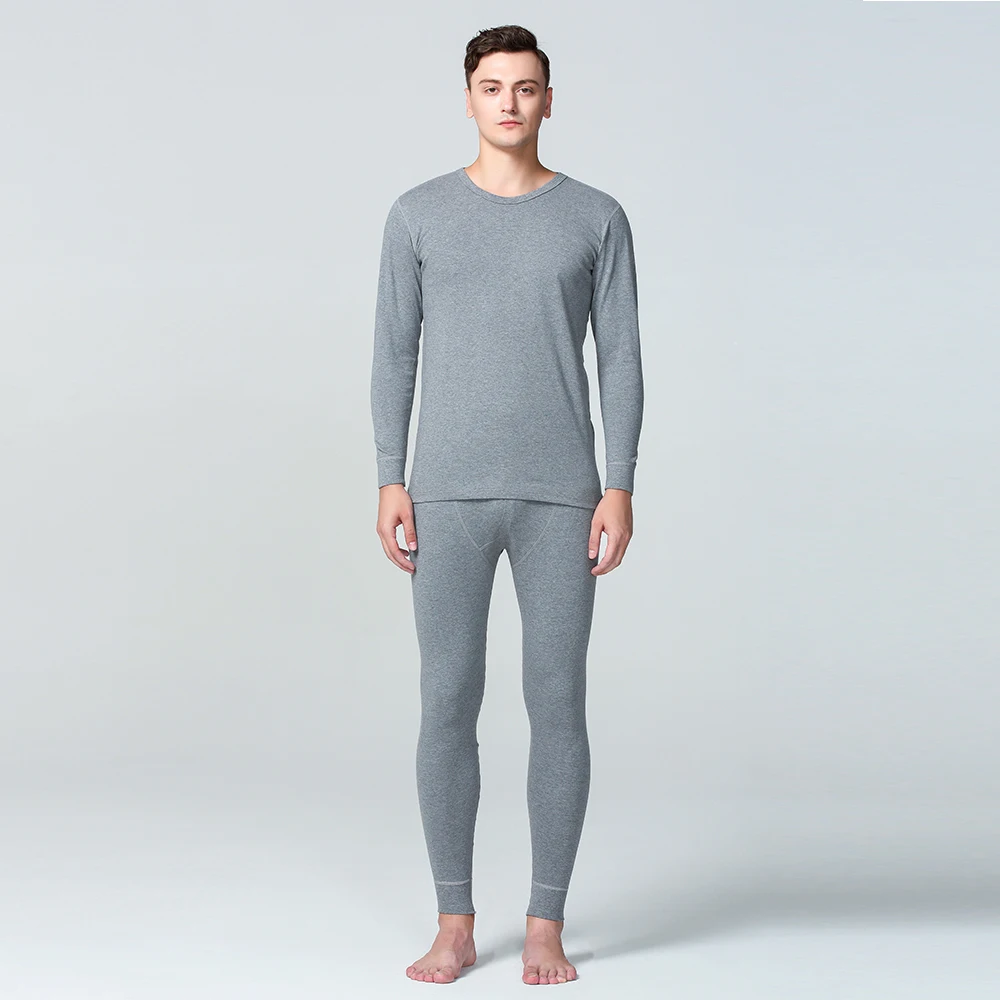 Light Grey Мужское термобелье, комплекты для мужчин, хлопок, Теплая мужская одежда, одежда для сна, домашняя одежда, очень плотные кальсоны, зима - Цвет: Light Grey