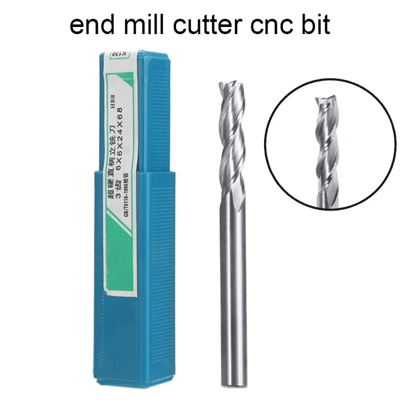

1Pc Extra Long 3 Flute HSS CNC End Mill Cutter High Quality Straight Shank Bit Extended Milling Cutter 6mm