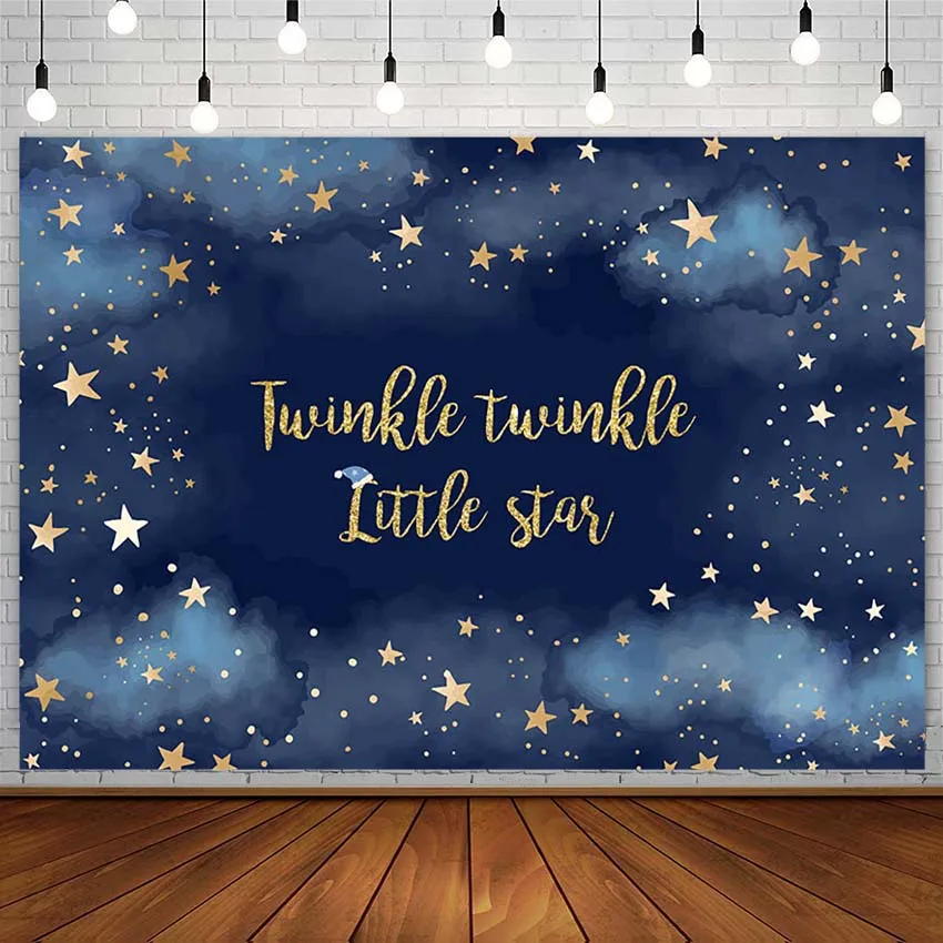 Mehofond Twinkle Twinkle Little Star Fondali Baby Shower Night Clouds Fotografia Sfondi Photshoot Studio Photophone