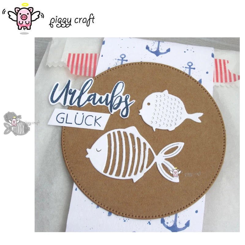 

Piggy Craft metal cutting dies cut die mold 2Pcs Fish decoration Scrapbook paper craft knife mould blade punch stencils dies