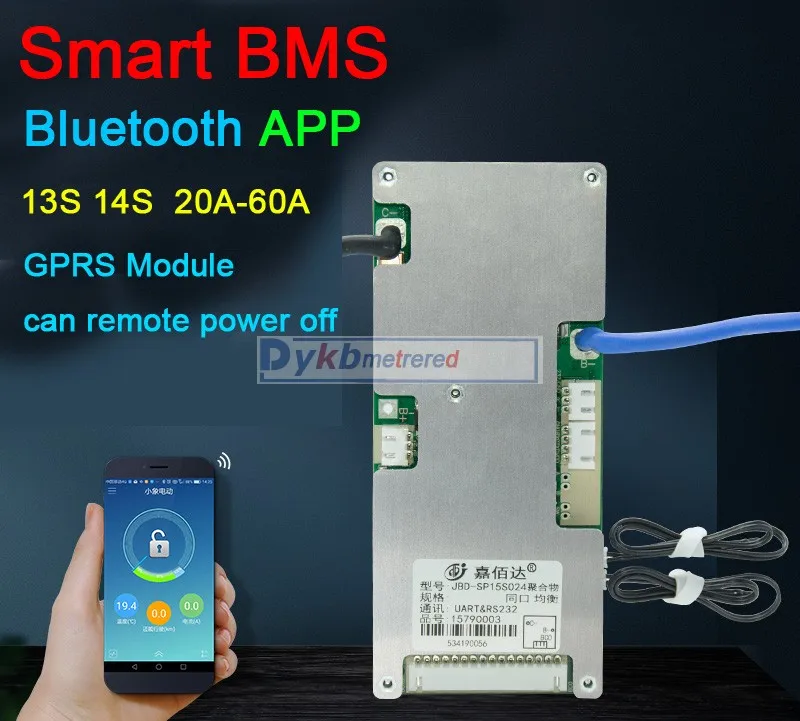 Защитная плата BMS smart для литий-ионной литиевой батареи 13S 14S 48V 60A-20A баланс Bluetooth APP