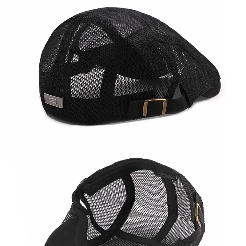 Мужская и женская кепка из дышащей сетки, берет-Утконос, одноцветная, летняя, регулируемая, винтажная Кепка, газетчик, для вождения, охоты, плоская шапка LX9E