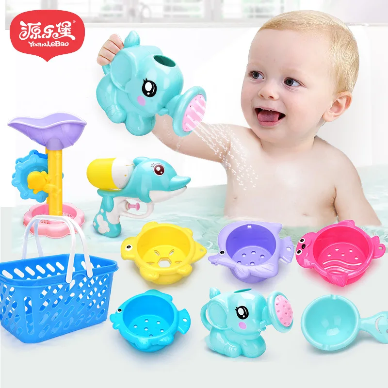 Летний, игрушки для пляжа, для ванной, детский водяной пистолет, душ, игра с водой, игрушка для ванны, 9 штук
