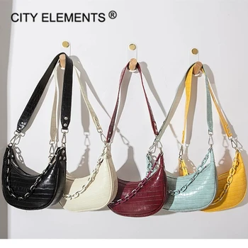 

Brand design stylish women baguette shoulder bags retro lady chain tote bag clouds pu leather package cute underarm casual purse