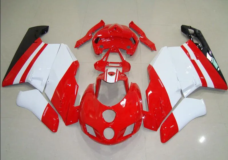 Полный мотоцикла Обтекатели для поездок на мотоцикле Ducati 749 999 2005 2006 05 06 комплект боди ABS пластиковые Обтекатели Кузов под заказ красного и белого цвета