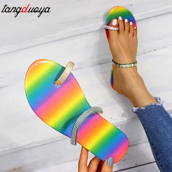 

Rhinestone Women Slippers Flip Flops Summer Slides Women Shoes Crystal Diamond Bling Beach Slides Sandals Casual Shoes Slip On