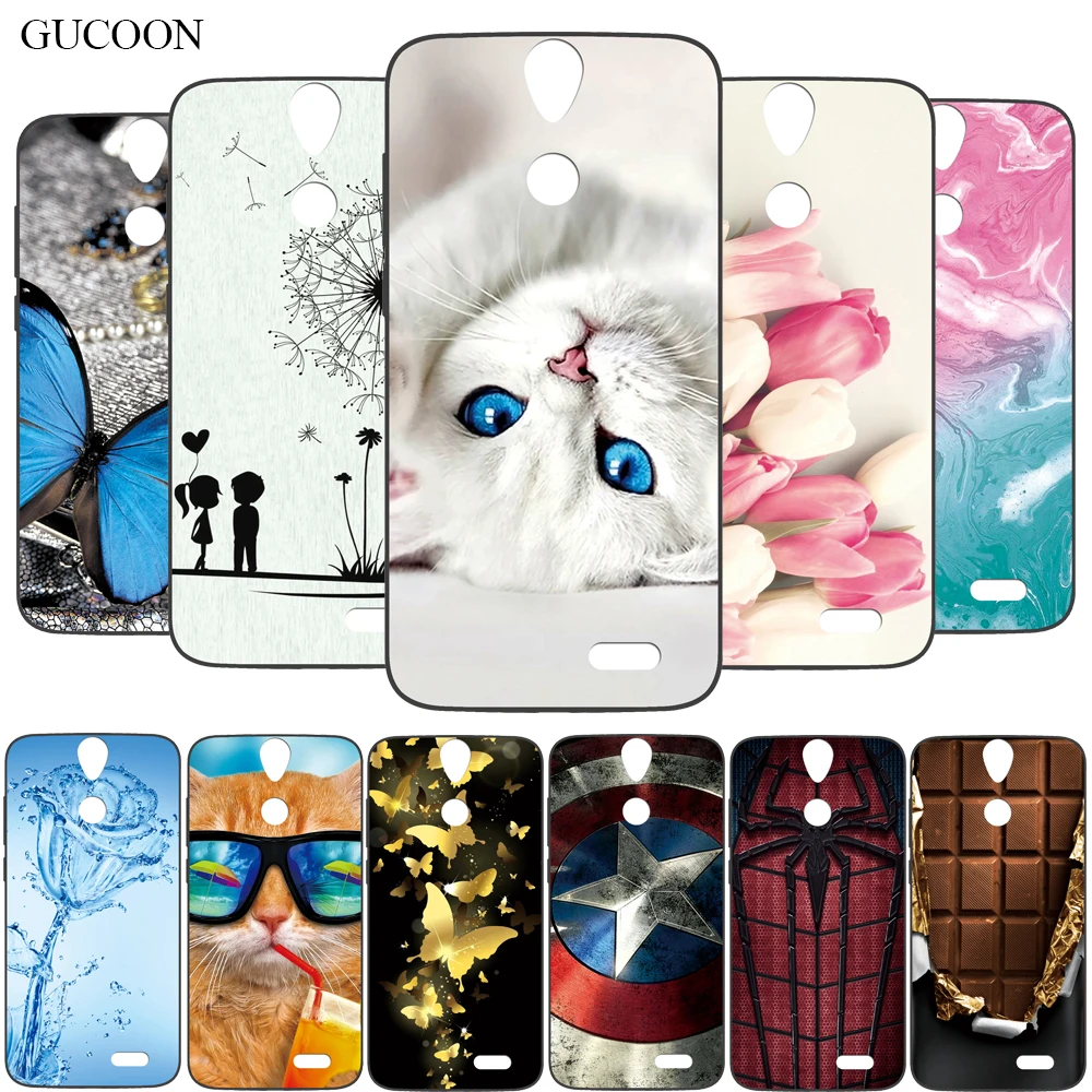 

GUCOON Cartoon Cover for Vernee Thor 5.0inch Case Soft Silicone TPU Phone Back Case Wolf Cat Kitty Flowers Bumper Shell