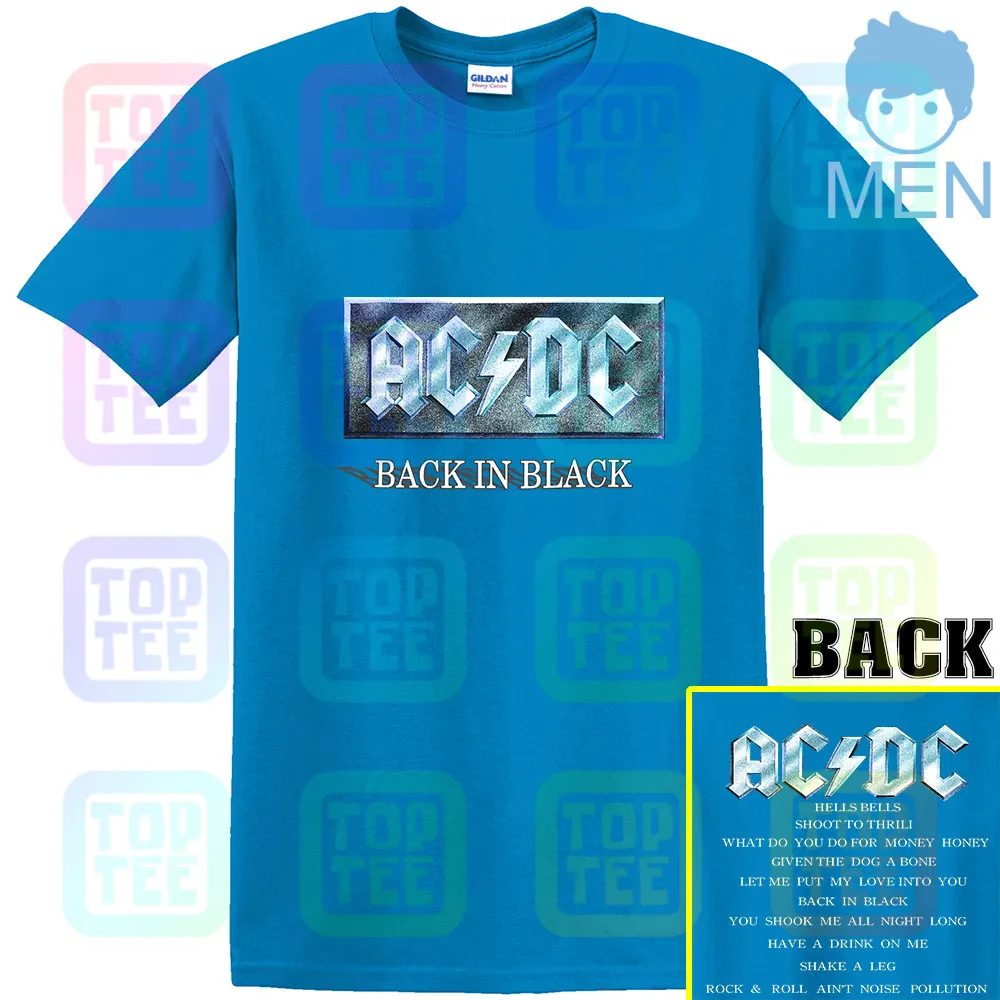 Vintage 1996 AC DC T-Shirt 90s Graphic Rock Back in Black Size L - Цвет: MEN-ROYAL BLUE