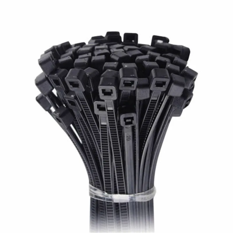 Самоблокирующийся пластиковый нейлоновый хомут для проводов и кабелей 200 шт черный 200 мм X 5 мм нейлоновый Пластиковый кабель стяжки молния