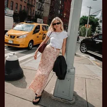 Шелковая Женская узкая юбка-Русалка с принтом, модная новинка