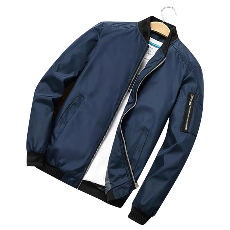 dark blue Новинка, Мужская модная повседневная приталенная куртка s, спортивная куртка Бомбер, мужские куртки s, мужские куртки и пальто размера плюс S-4XL - Цвет: dark blue