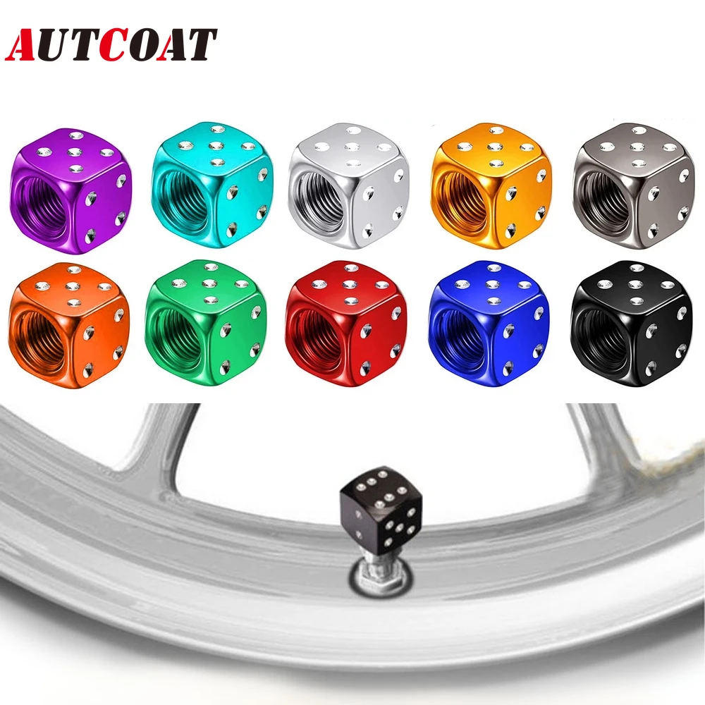 Aluminum Car Truck Motocycle Bike Dice Wheel Stem Air Valve Dust Cap 4Pcs/Set