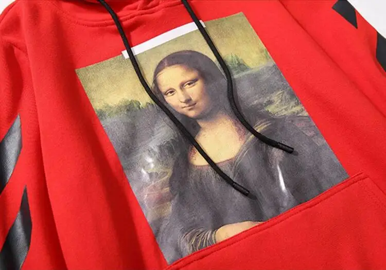 18ss Off-White OW Mona Lisa мужские/женские унисекс парные модели Осень Зима хлопок Повседневная Свободная Толстовка с капюшоном куртка