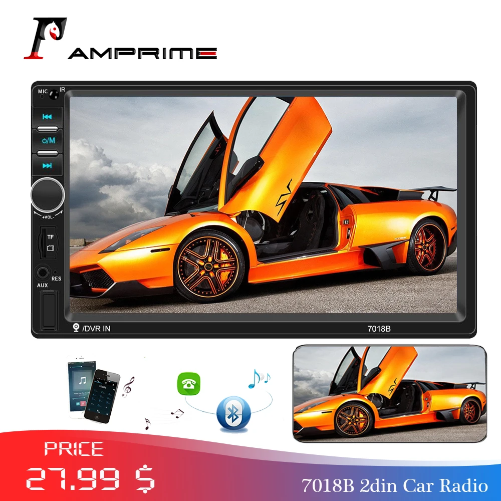Black 7/'/' 2DIN HD Stereo Radio Bluetooth FM//MP5//TF//USB//Mirror Link W// Cam