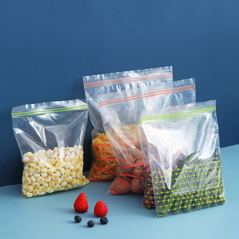 50pcsZipLockPlasticBagsReclosableTransparentClothesFoodStorage