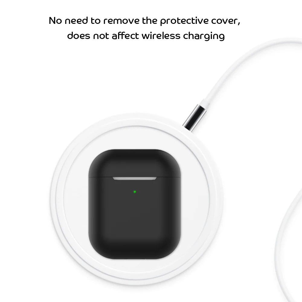 Мягкий силиконовый чехол для беспроводных Bluetooth наушников Apple Airpods 1/2 однотонный