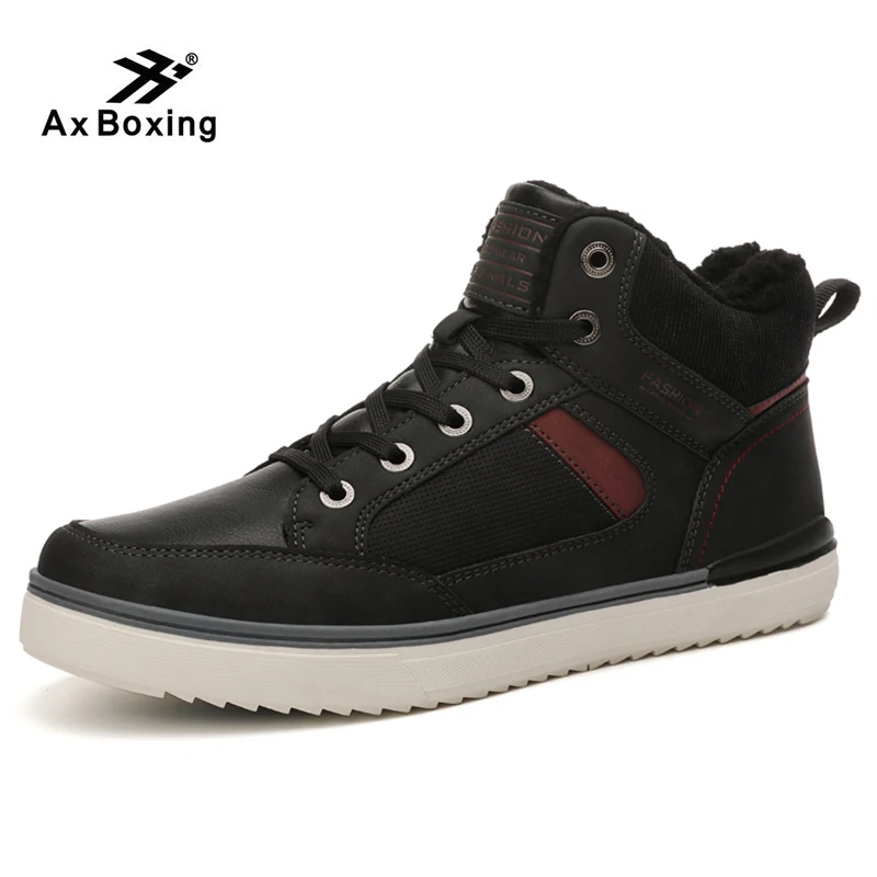 

AX BOXING men boots winter thick plush snow boots Work Casual Shoes High Top Rubber Ankle Boots non-slip
