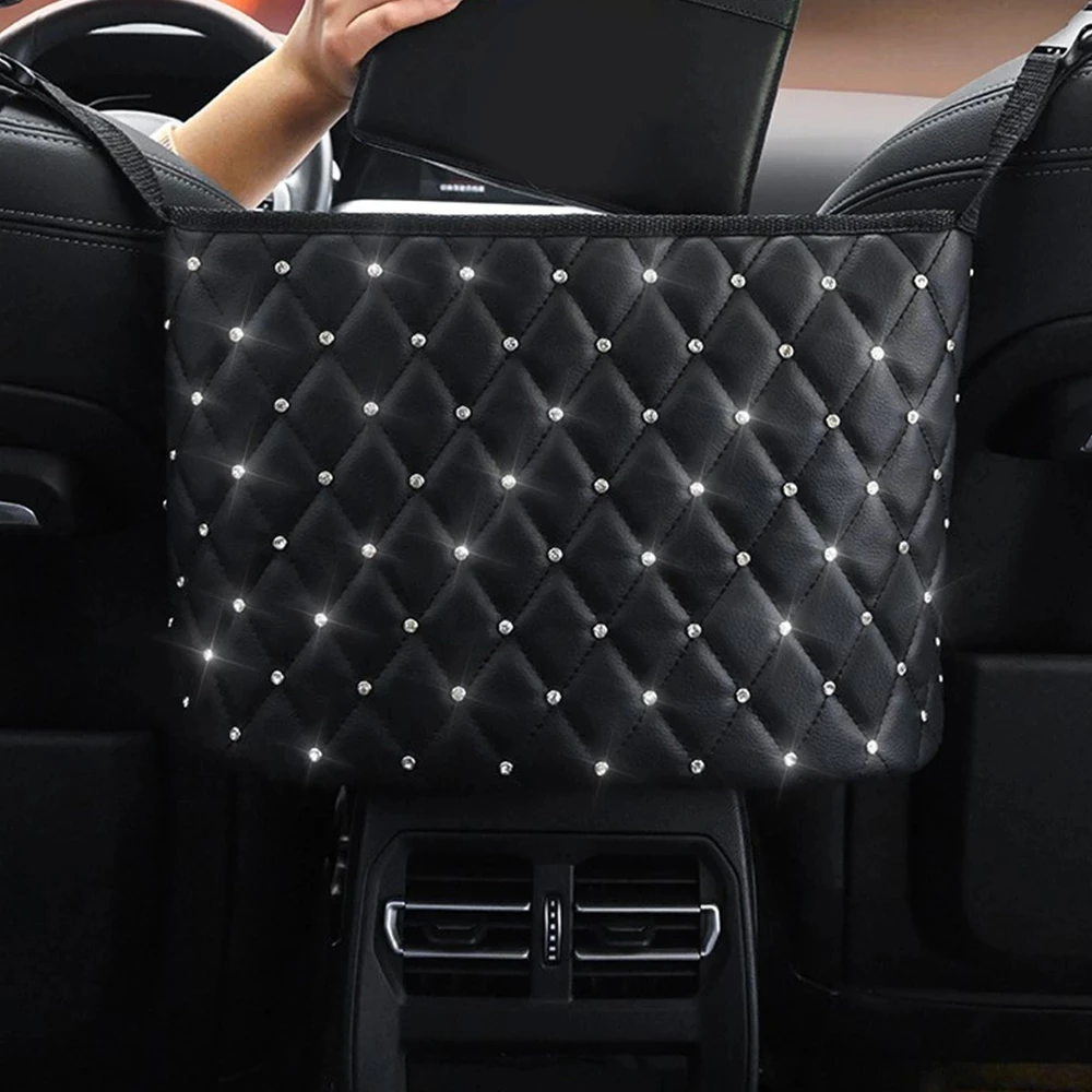 Car Handbag Holder Luxury Leather Seat Back Organizer Mesh Large