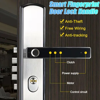 

1 pair Fingerprint Handle Door Lock Electronic Smart Home Security Modern Keyless Fingerprint Lock Handle