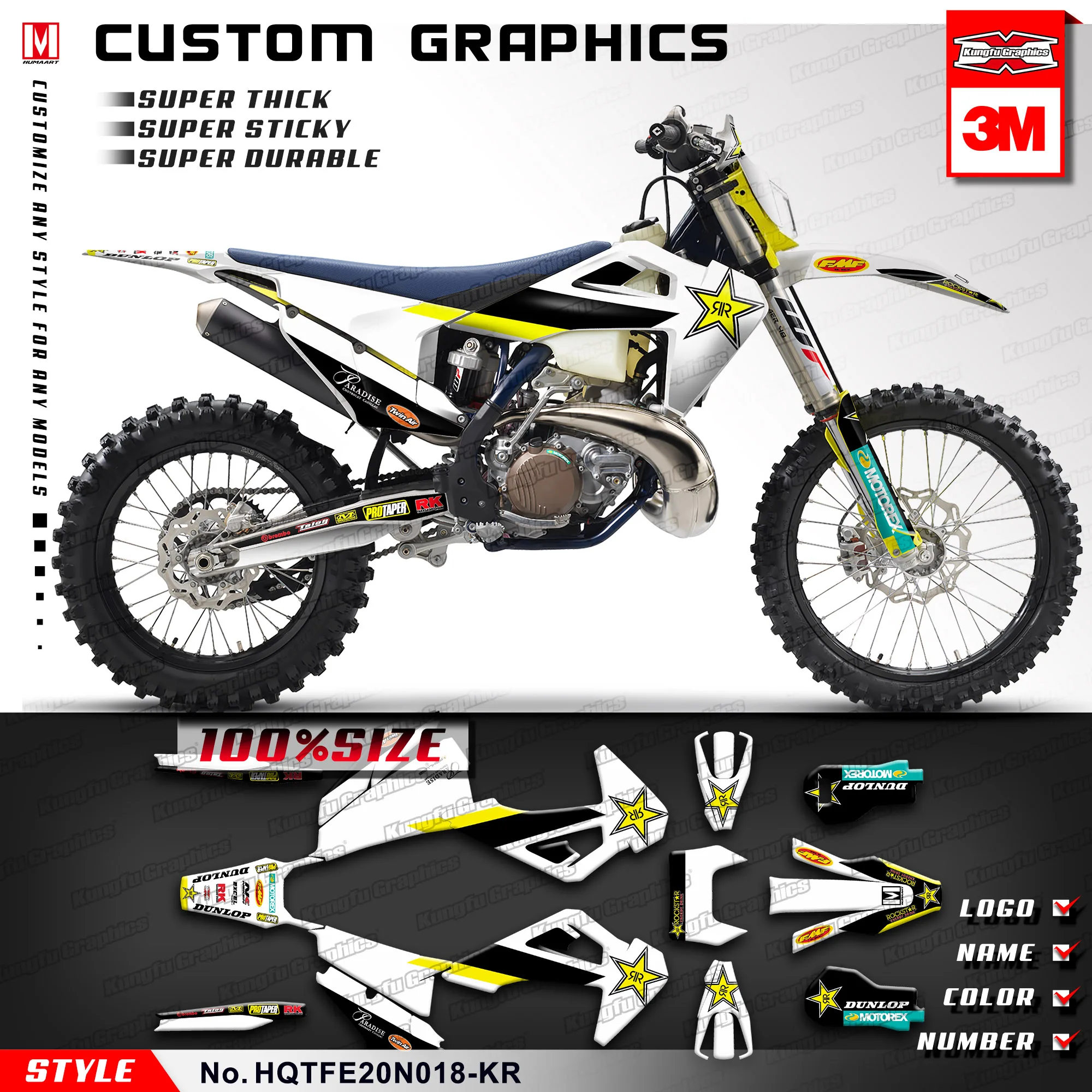 KUNGFU GRAPHICS Custom MX Sticker Fairing Kit for TE150i TE250i TE300i FE350 FE450 FE501 TC FC TX FX FS 2019 2020 to 2022 | Автомобили и