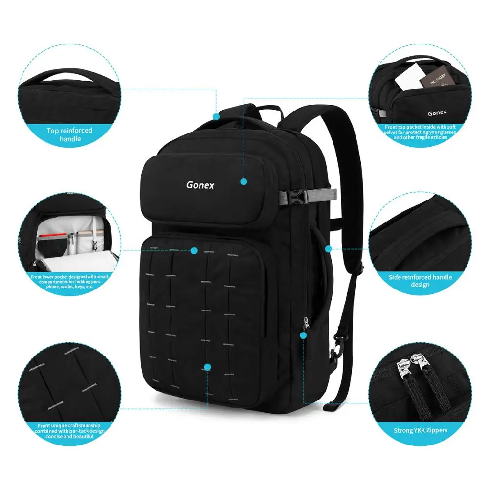 Gonex 30L прочный рюкзак 17 в рюкзаке для ноутбука съемные плечевые ремни для работы, офиса, колледжа, деловой поездки, путешествий на открытом воздухе