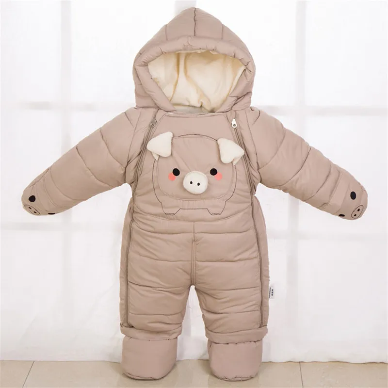 

2019 Winter Baby Boy Winter Clothes Fleece Warm Overalls for Newborns Girl Rompers Cartoon Baby Winter Jumpsuit Unisex Onesie