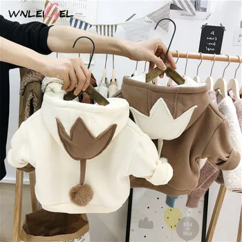 

WLG kids winter hoodies baby velvet thick beige brown eggplant style hoodie kids boys girls warm sweatshirt children 1-5 years