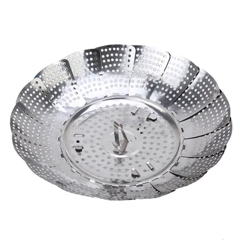 

Folding Stainless Food Steamer Vegetable Fruit Food Basket Mesh Steamer Rack Cookware Utensils for Cooking Steam Dia.21/26/28cm