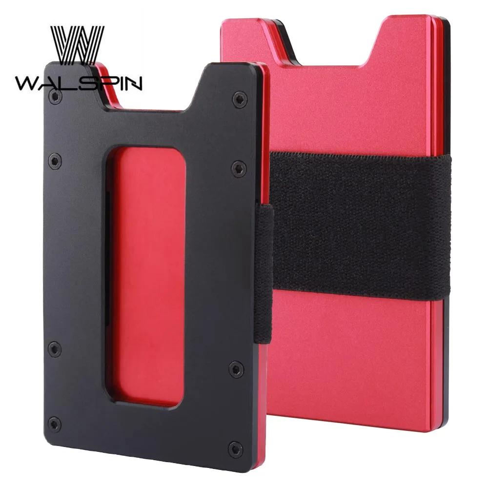 Black Red Минималистичный тонкий кошелек из углеродного волокна для мужчин и женщин, алюминиевый передний карман для ключей, чехол для монет и кредитный держатель для карт, блокировка RFID - Цвет: Black Red