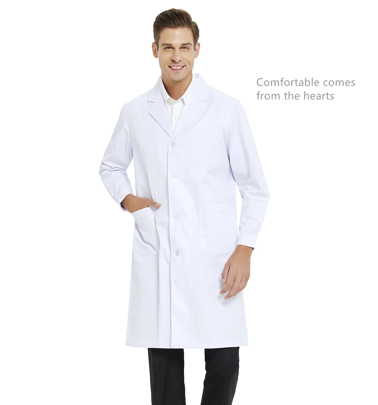 Белое лабораторное пальто для мужчин, медсестры и пальто доктора, профессиональная Униформа Спецодежда, медицинская консультация белое пальто с 3 карманами