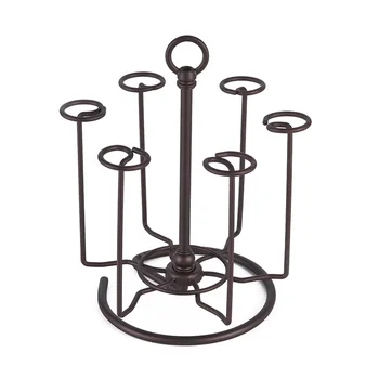 

Circular Rotated Cup Storage Holder Water Glass Draining Rack Storage Stand Holder Home Organizer Kitchen Shelf - Bronze Silver
