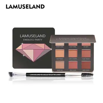 

LAMUSELAND 9 Colors Glitter Diamond Eye Shadow Palette Matte Eyeshadow with Double-end Eyeshadow Brush #LAS302