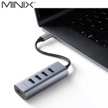 MINIX NEO C-UH 4-портовый USB-C к USB 3,0 4K 30Hz HDMI адаптер алюминиевый портативный концентратор данных для Windows Mac Супер-скорость передачи данных