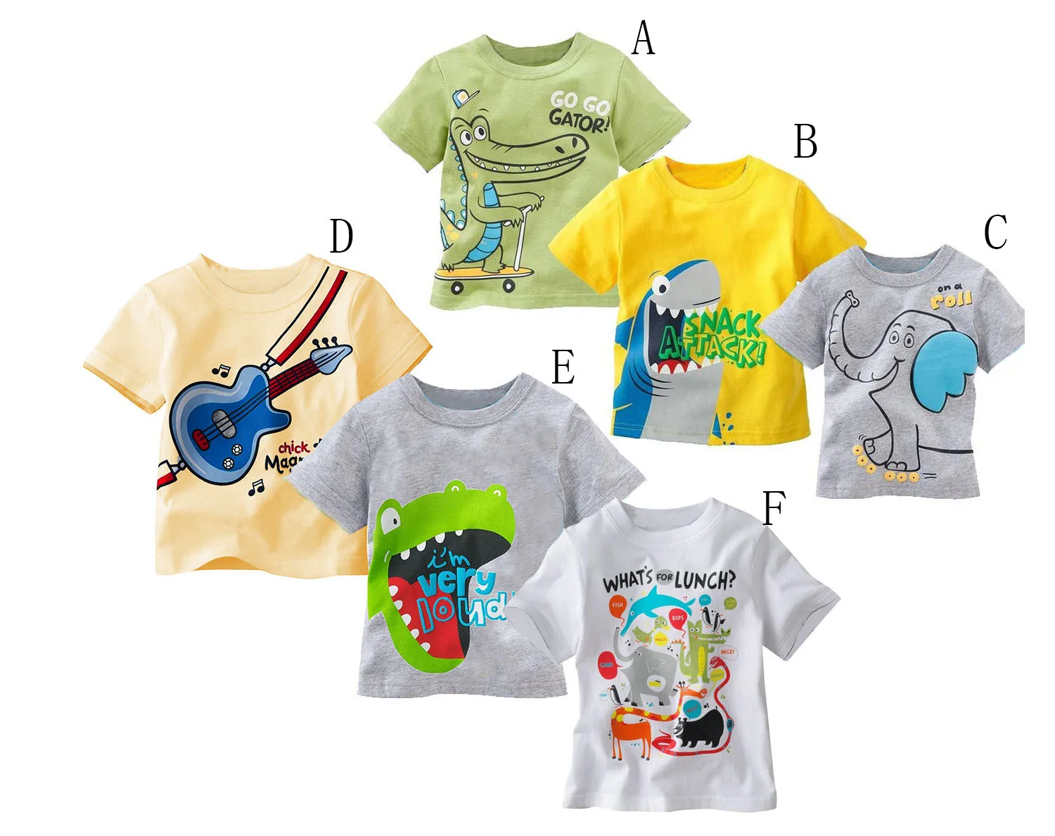 

2017 New Style BOY'S Baby Short Sleeve T-shirt Cartoon Crocodile Elephant Crew Neck Cotton Clothing Childrenswear Wholesale
