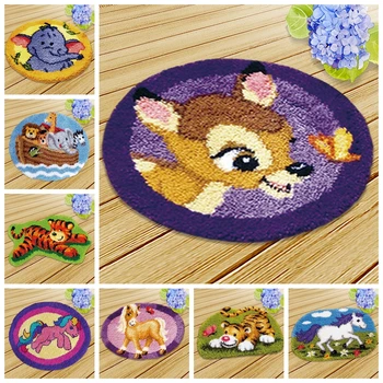 

Knooppakket Latch Hook Kits Diy Do It Yourself Almofadas Button Cushion Animals Animal Series Needlework Mat Sofa Shape Cushions