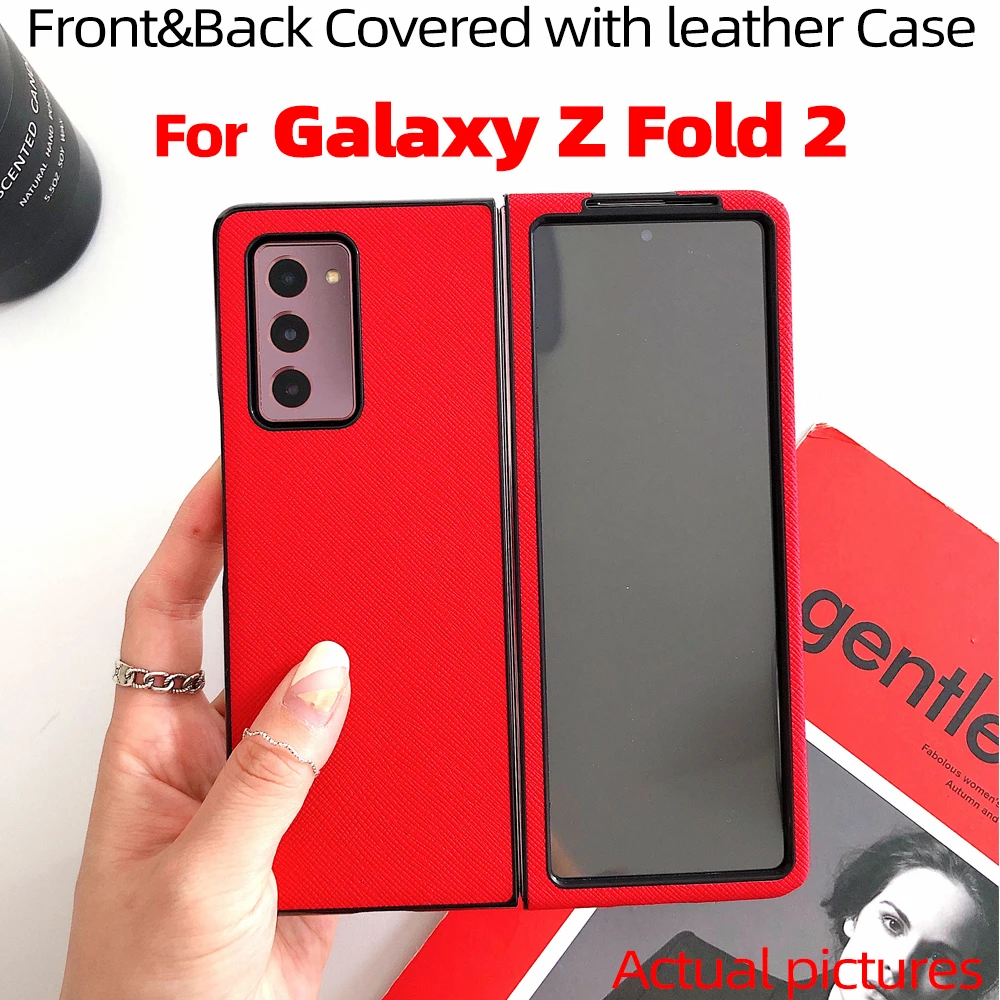 

For Galaxy Z Fold 2 Case for Galaxy Z Fold2 5G front and back covered with Cross Texture leather Case For Galaxy Z Fold2 5G Case
