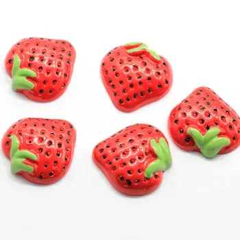 

10/100pcs Flatback Strawberry Cabochon Half Resin Fruit Cabs Hairpin Cabochon Charms Home Decor Hair Accessories