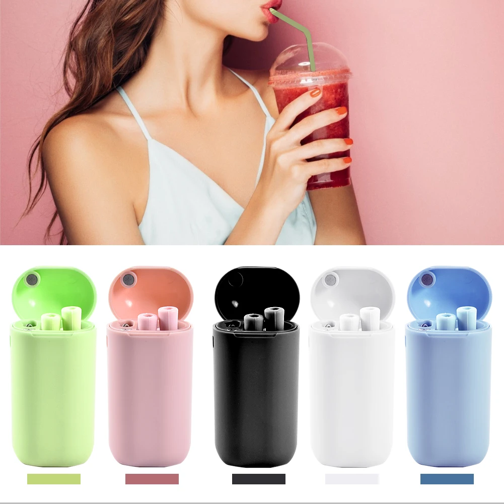 

Collapsible Silicone Drinking Straws Telescopic Reusable Folding Straw With Cleaning Brush For Travel Home Office Drinks