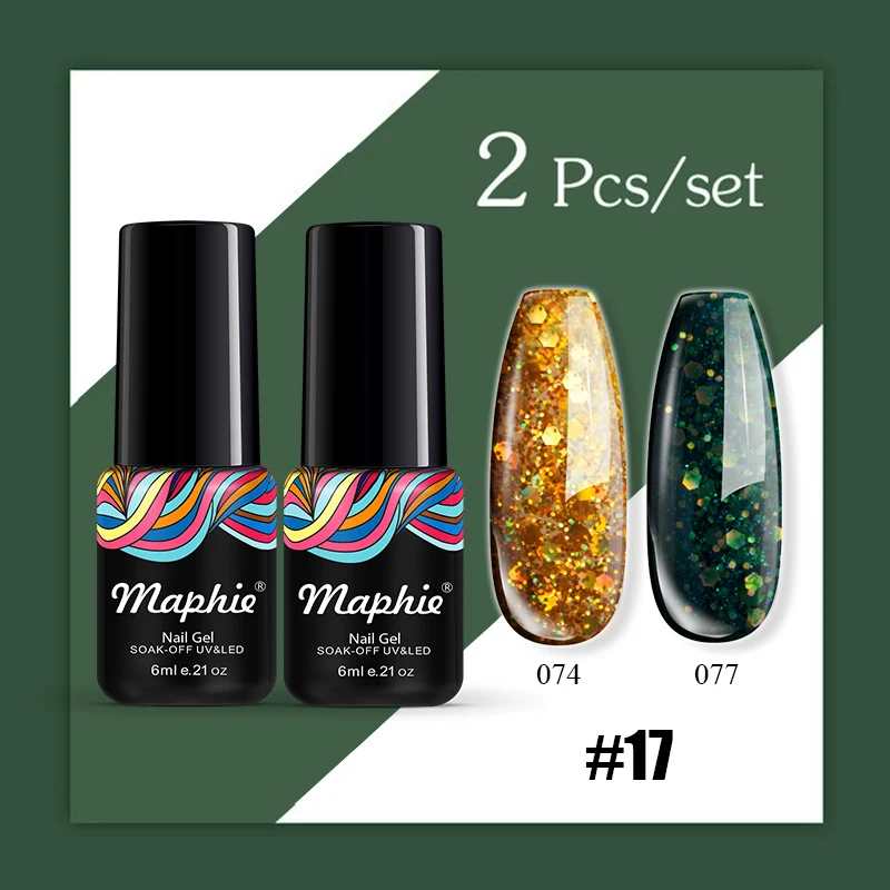 Maphie 2 шт./лот набор гель-лаков блестящий Гель-лак для ногтей впитываемый базовый