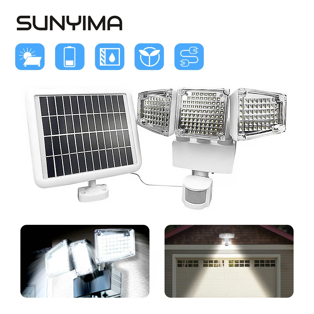 

SUNYIMA 188LED Solar Light PIR Motion Sensor Wall Lamp Spotlight Waterproof Garden Lamp Outdoor Porch Light Street Light