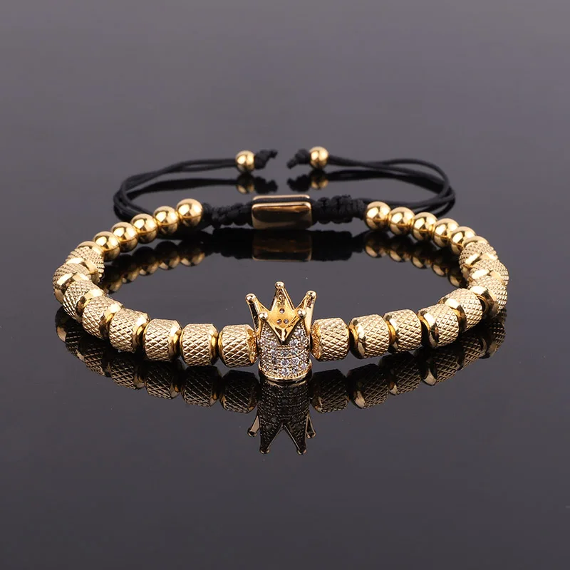 New Design High Quality Stainless Steel Beads Crown Charm Friendship Custom Macrame Adjustable Beads Bracelet For Men - Image 5