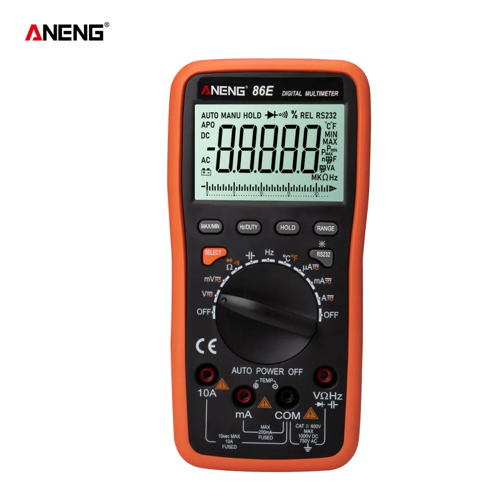 ANENG 86E 750 V/1000 V Цифровой мультиметр Измеритель сопротивления тока поддержка температуры и бара