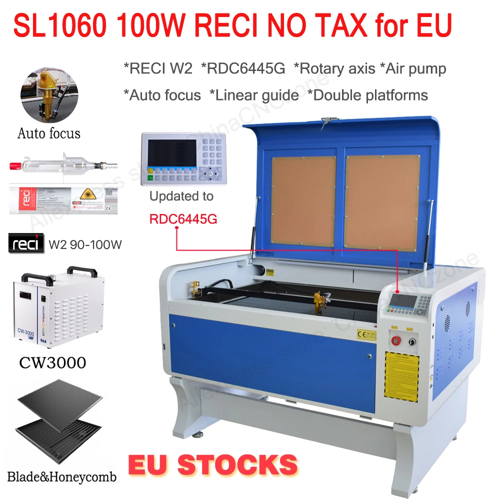 CO2 100W Laser Gravur Maschine 1060 Laserschneiden Graveur RECI Laserröhre Ruida 